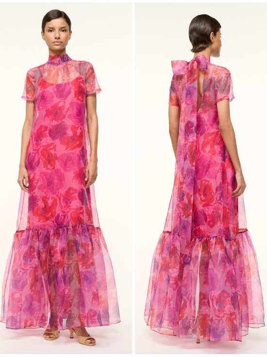 STAUD Dresses & Skirts - Staud Calluna Dress Magenta Painted Floral Size XL